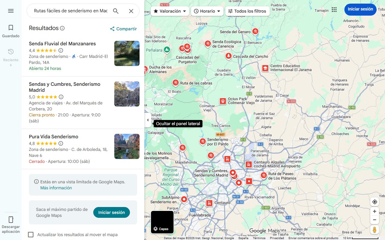 Mapa de Rutas fáciles de senderismo en Madrid - EscapadaRural