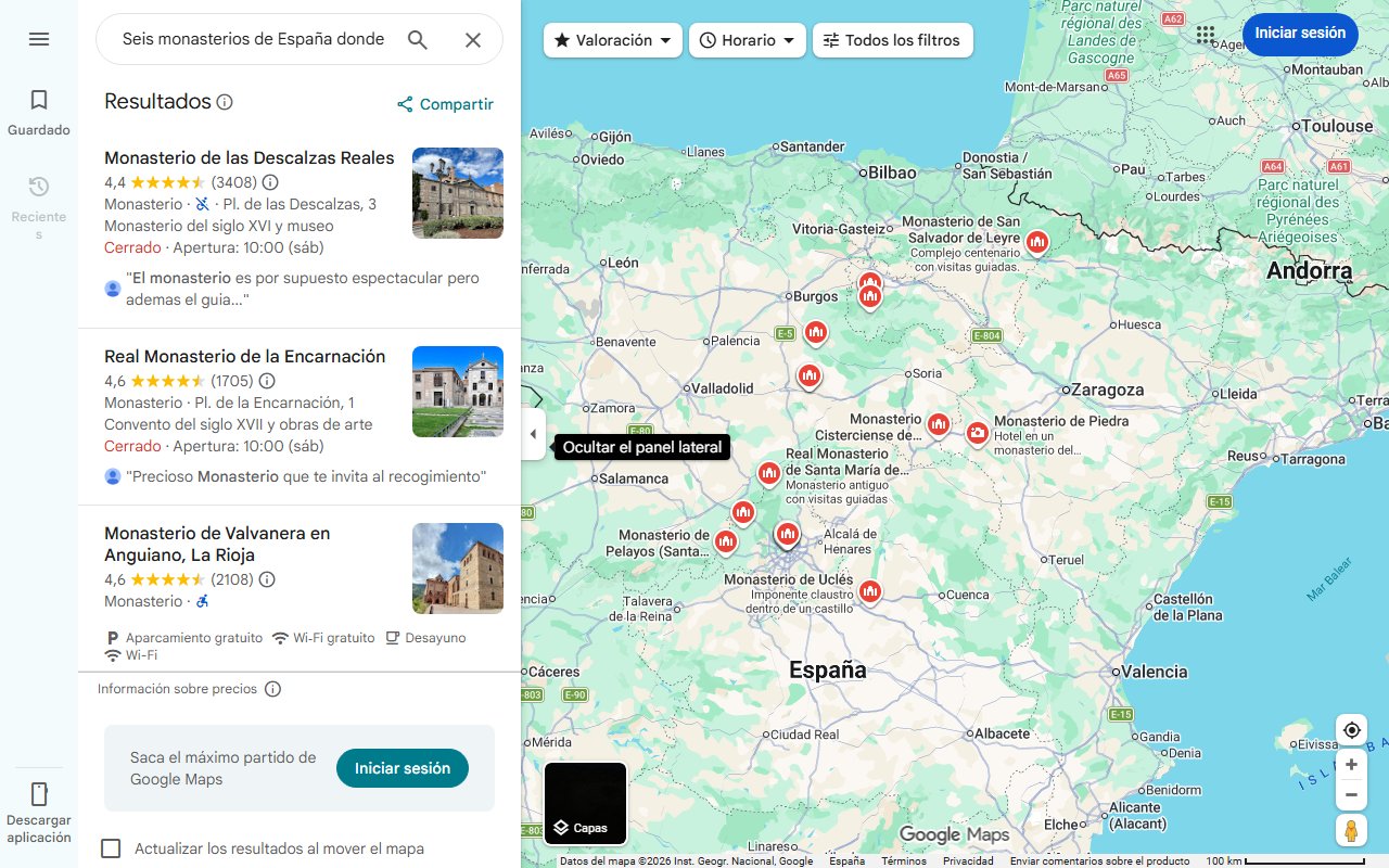 Mapa de Seis monasterios de España donde se puede dormir y el silencio llena la experiencia