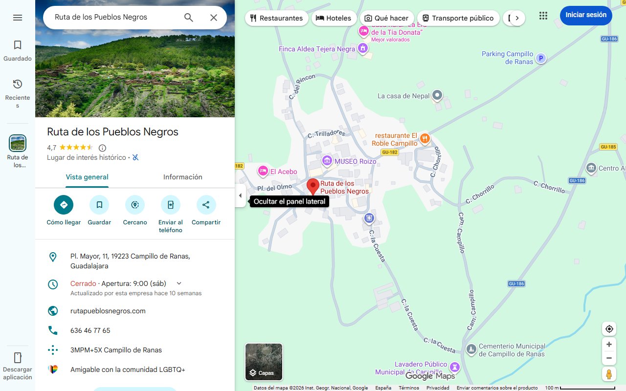 Mapa de Seis Pueblos Negros - Senderismo fácil en Guadalajara