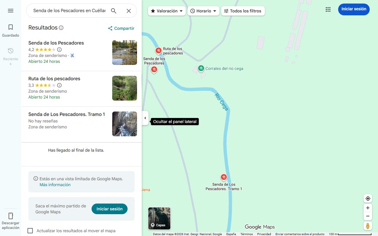 Mapa de Senda de los Pescadores en Cuéllar