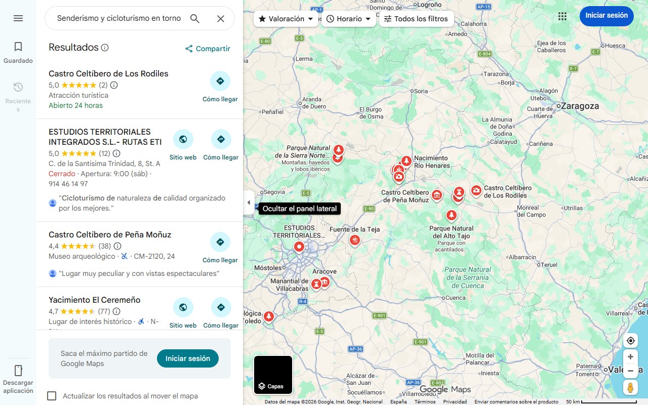 Mapa de Senderismo y cicloturismo en torno al castro celtíbero de Castilviejo, una fortaleza recuperada y visitable