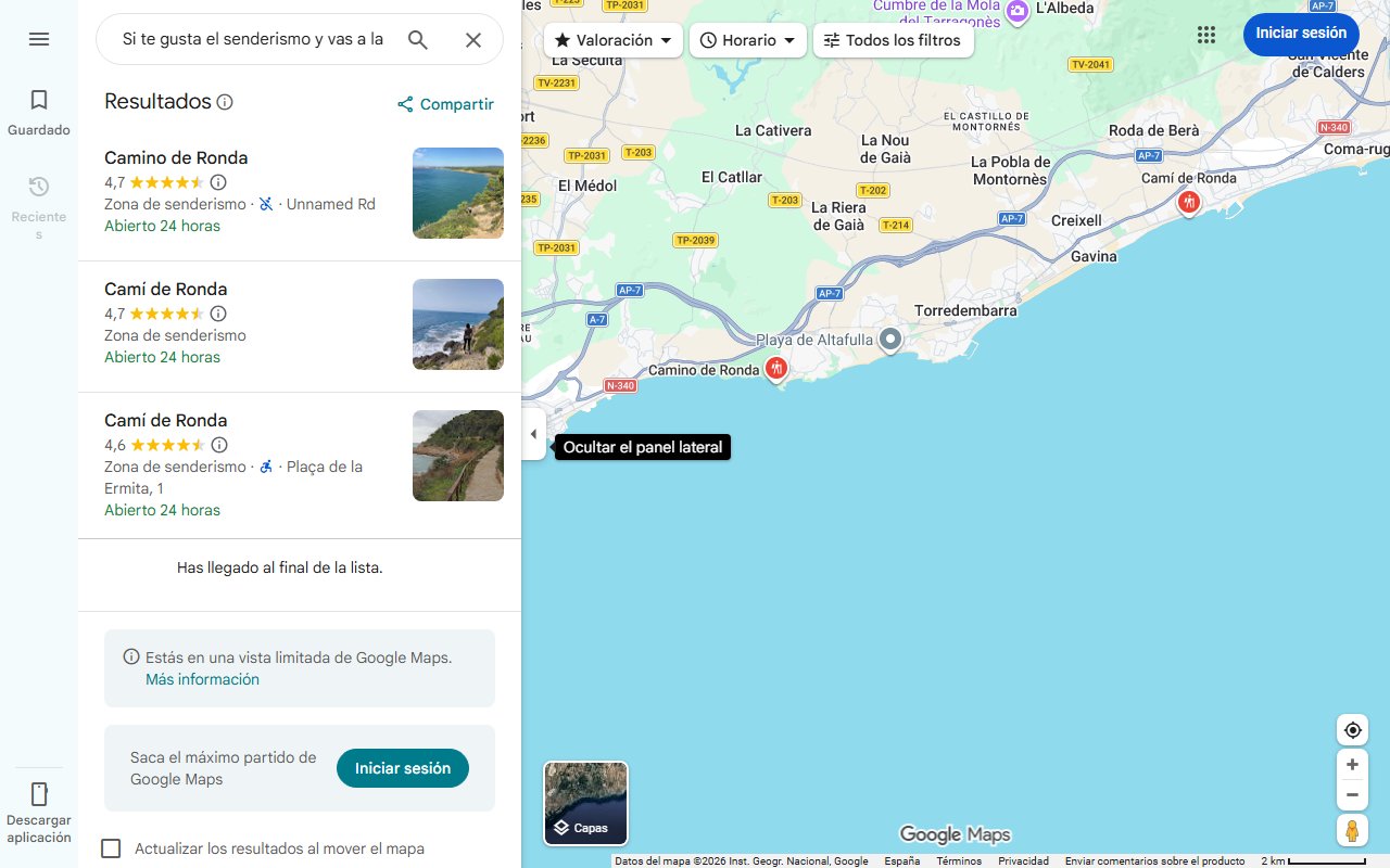 Mapa de Si te gusta el senderismo y vas a la Costa Dorada en verano…esta ruta es para ti