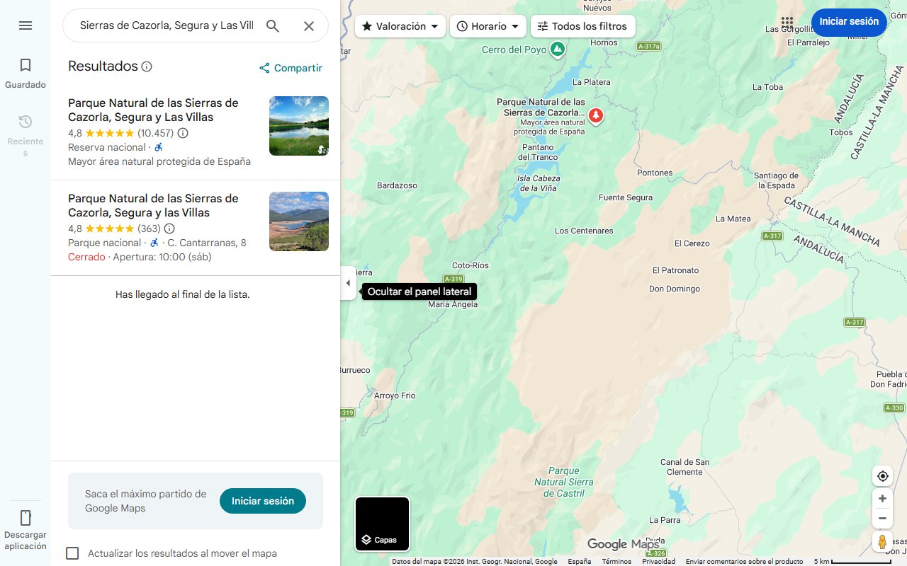 Mapa de Sierras de Cazorla, Segura y Las Villas: siete propuestas para sumergirse y refrescarse en el mayor espacio protegido de España