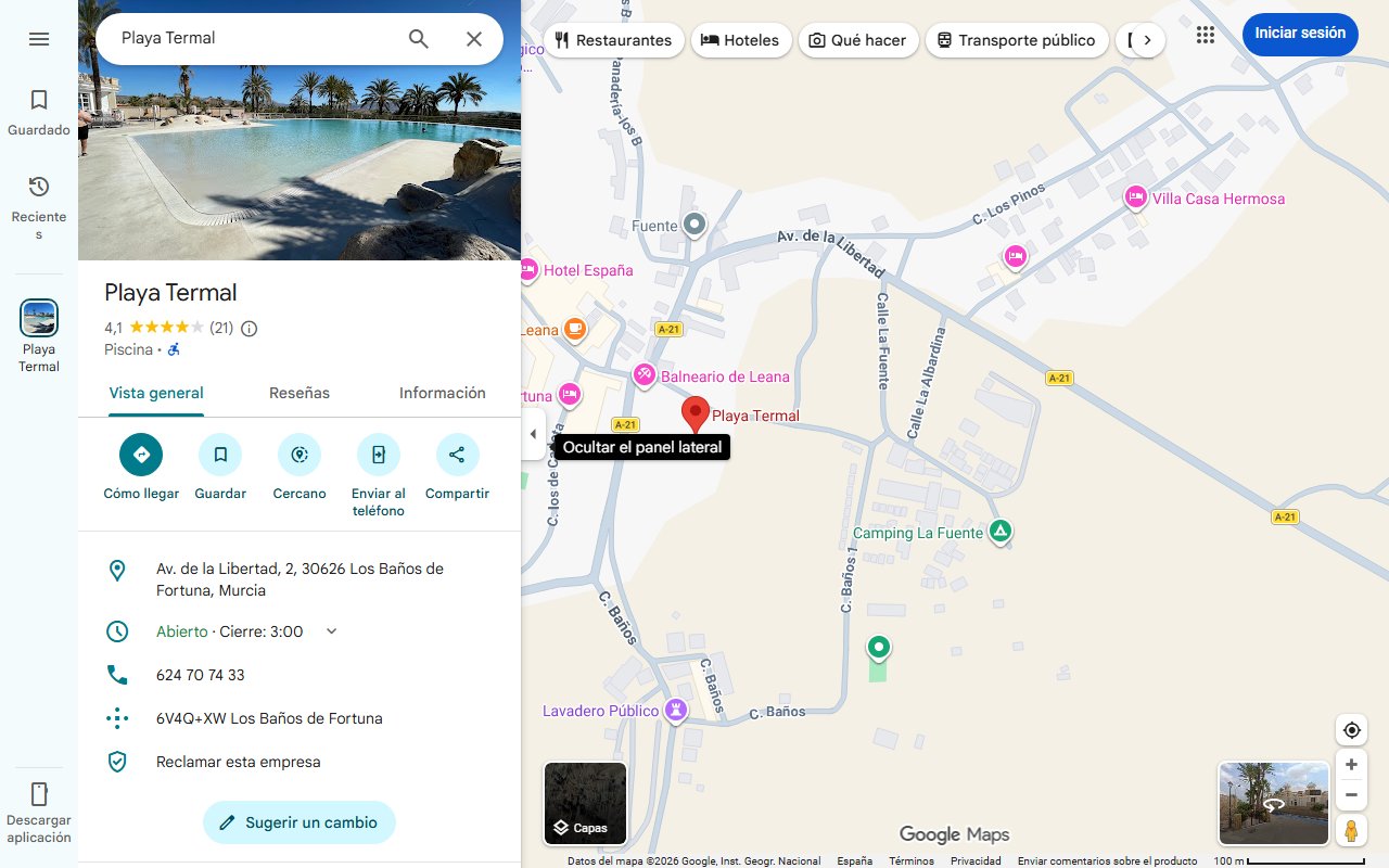 Mapa de Solo hay una 'playa termal' en Europa y está en Murcia: un oasis en para familias y amantes de las aguas terapéuticas