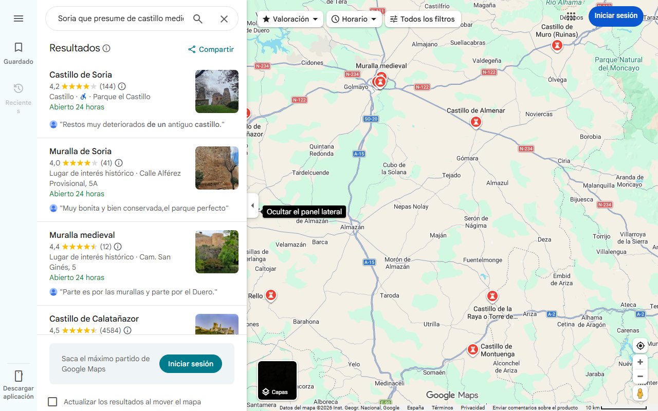Mapa de El pueblo de Soria que presume de castillo medieval, muralla intacta y un embalse clave para las aves