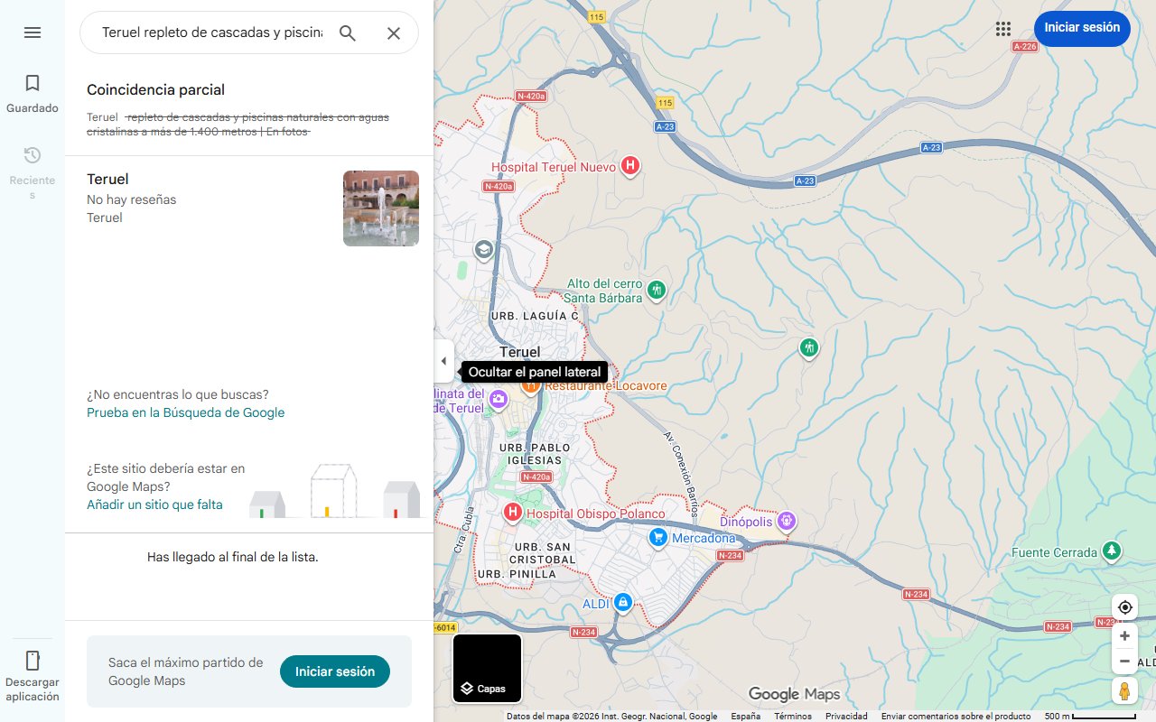 Mapa de El pueblo de Teruel repleto de cascadas y piscinas naturales con aguas cristalinas a más de 1.400 metros | En fotos