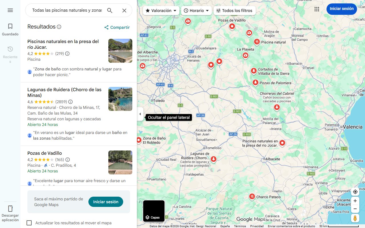 Mapa de Todas las piscinas naturales y zonas de baño en Castilla-La Mancha: el listado oficial que te hace falta tener a mano para darte un chapuzón