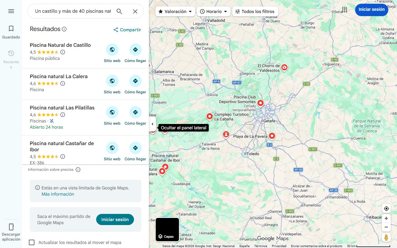 Mapa de Un castillo y más de 40 piscinas naturales: el pueblo de España que deberías visitar este verano