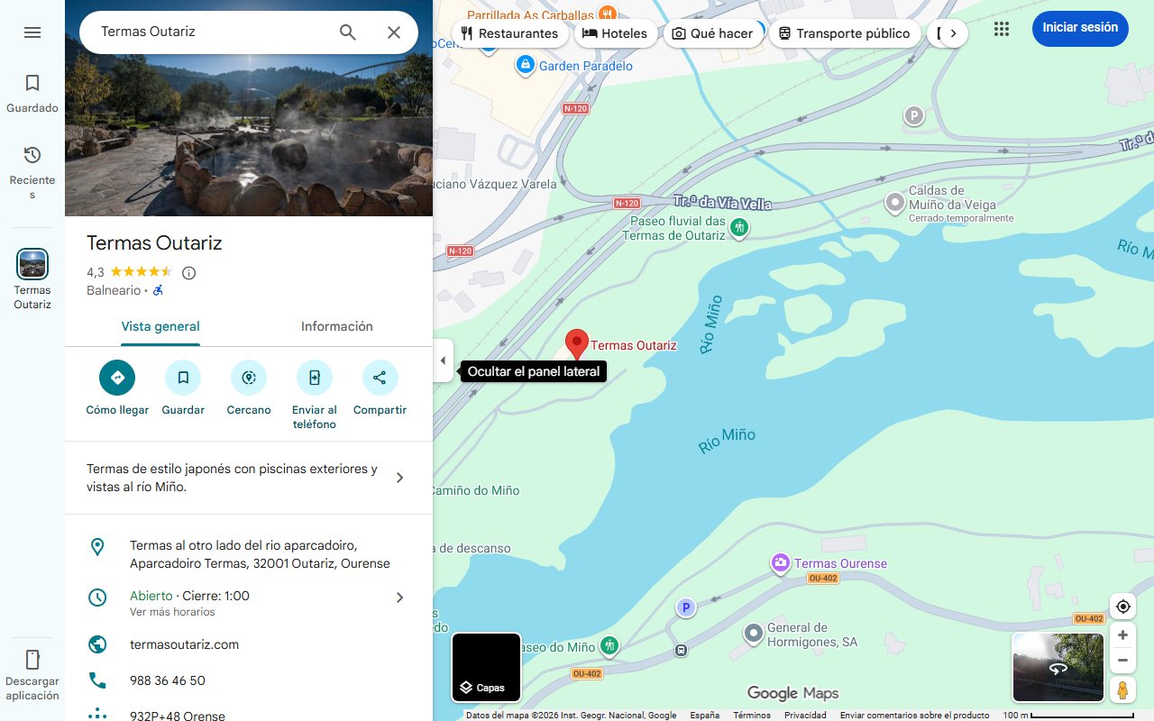 Mapa de Un oasis termal en Galicia que conserva la misma temperatura todo el año: está en un bosque y se puede acceder gratis