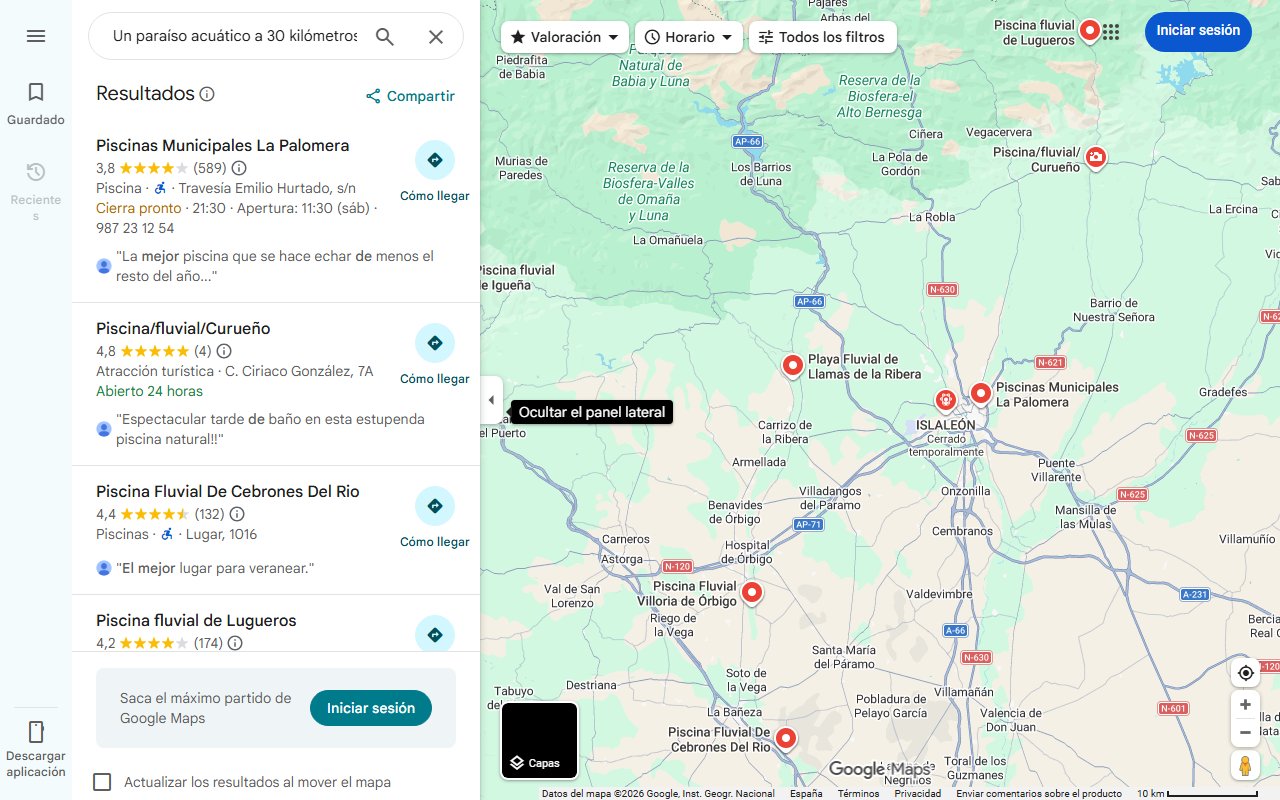 Mapa de Un paraíso acuático a 30 kilómetros de León donde darte el mejor chapuzón del verano