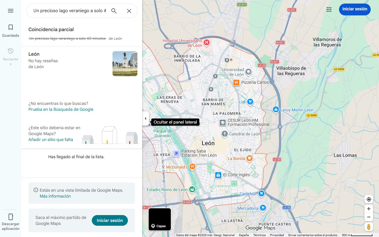 Mapa de Un precioso lago veraniego a solo 40 minutos de León