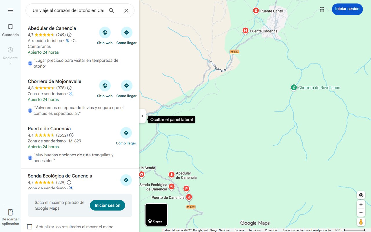 Mapa de Un viaje al corazón del otoño en Canencia