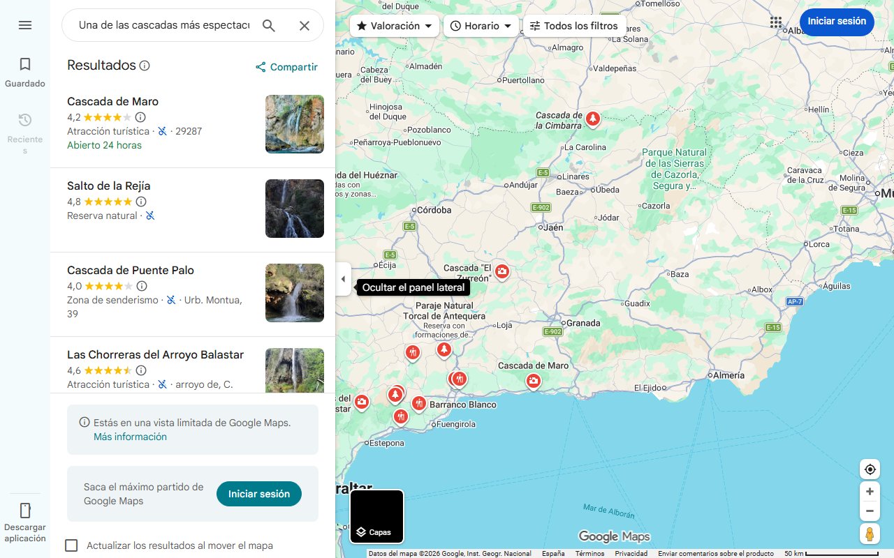 Mapa de Una de las cascadas más espectaculares de Andalucía está en Málaga: así puedes llegar a este rincón salvaje que enamoró a National Geographic