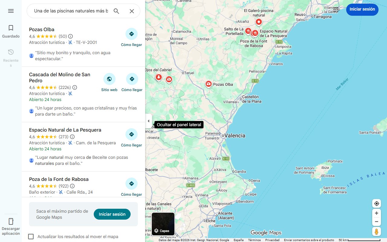 Mapa de Una de las piscinas naturales más bonitas de España está en un escondido pueblo de Teruel
