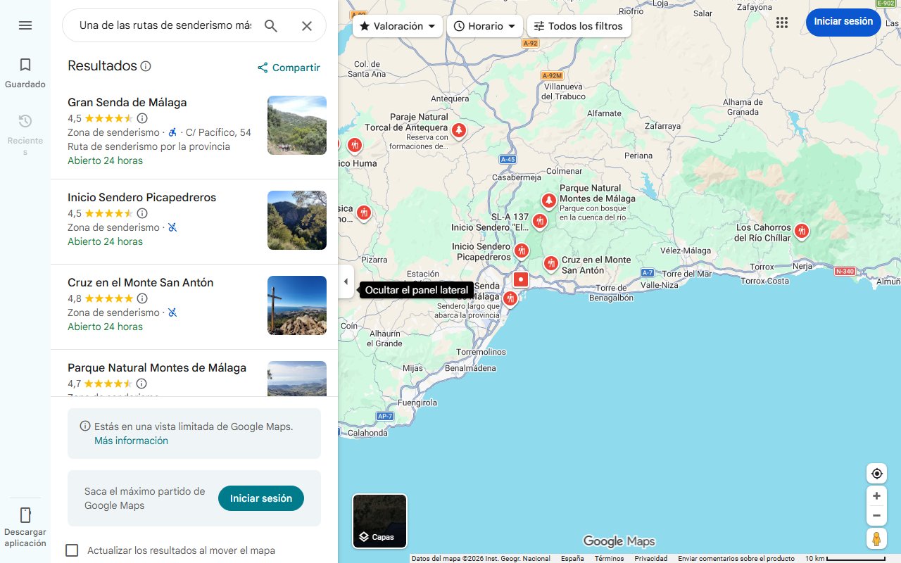 Mapa de Una de las rutas de senderismo más ‘fresquitas’ de Málaga: varias piscinas naturales y cascadas sorprendentes