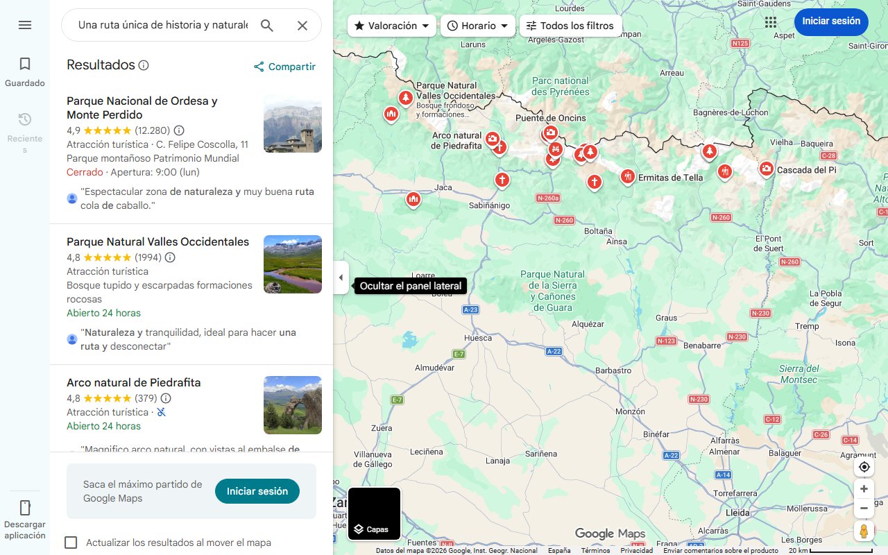 Mapa de Una ruta única de historia y naturaleza por los Pueblos Mágicos de Aragón y el Pirineo