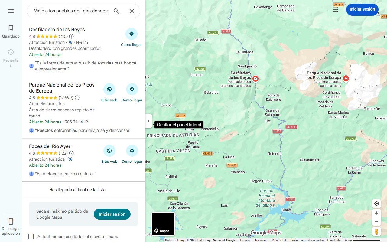 Mapa de Viaje a los pueblos de León donde nacen los ríos más bellos de Asturias: adrenalina en estado puro