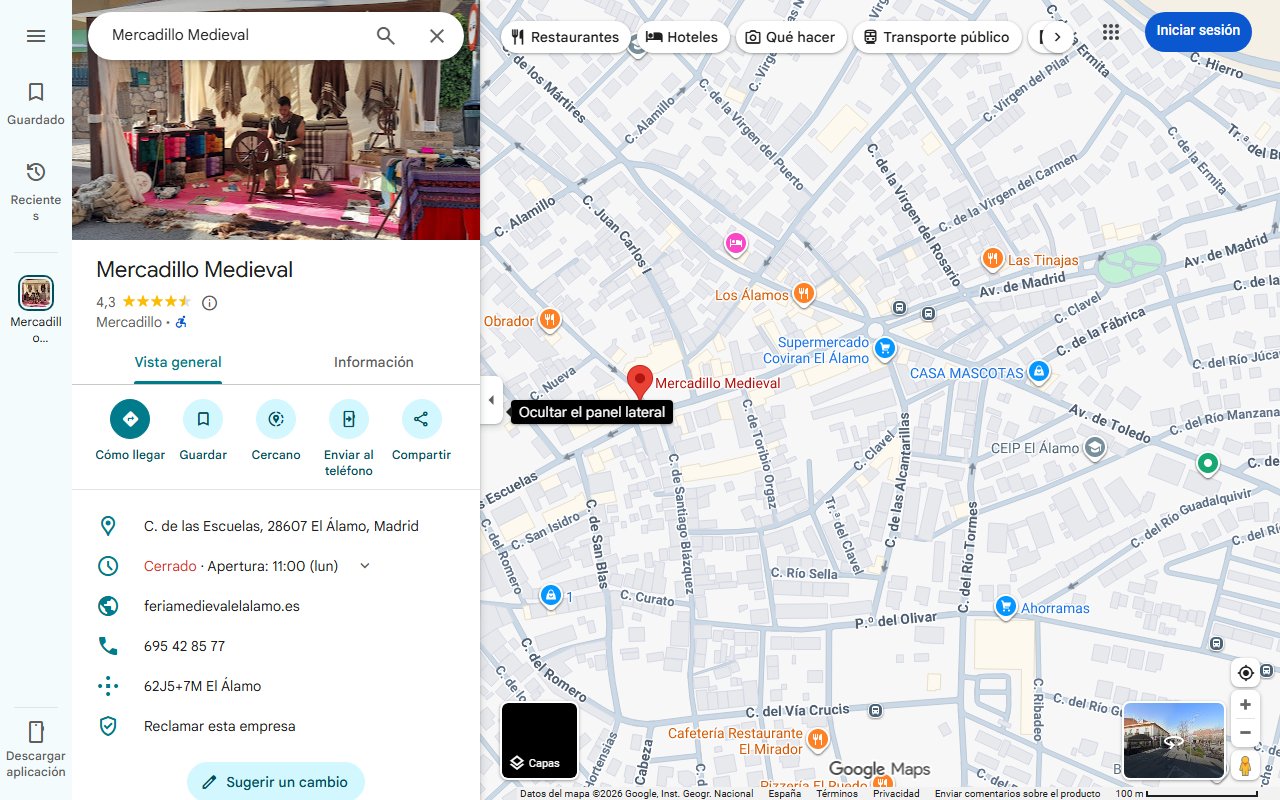 Mapa de Ya hay fecha para la gran feria medieval de Madrid