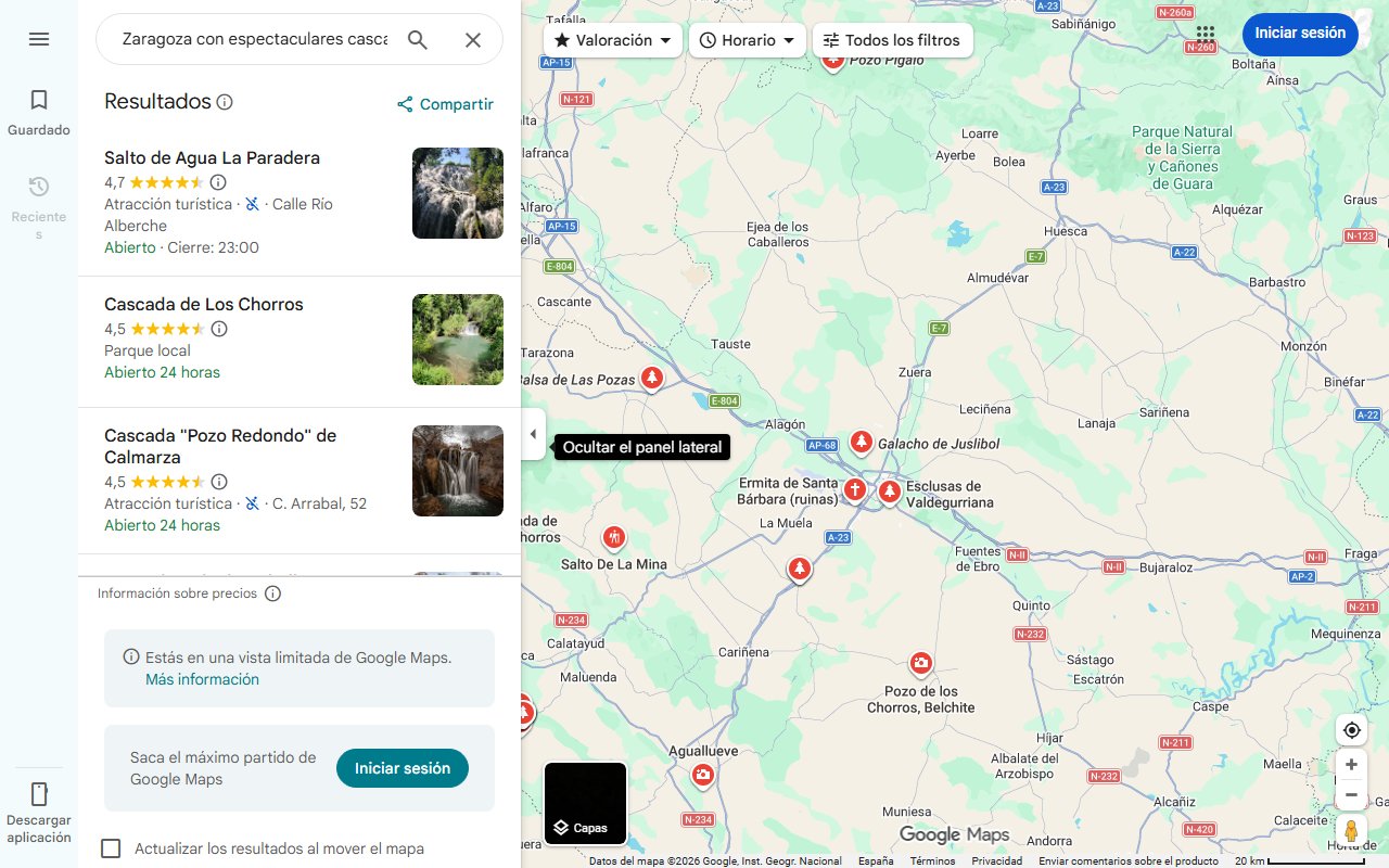 Mapa de El pueblo de Zaragoza con espectaculares cascadas, piscinas naturales y un desconocido castillo