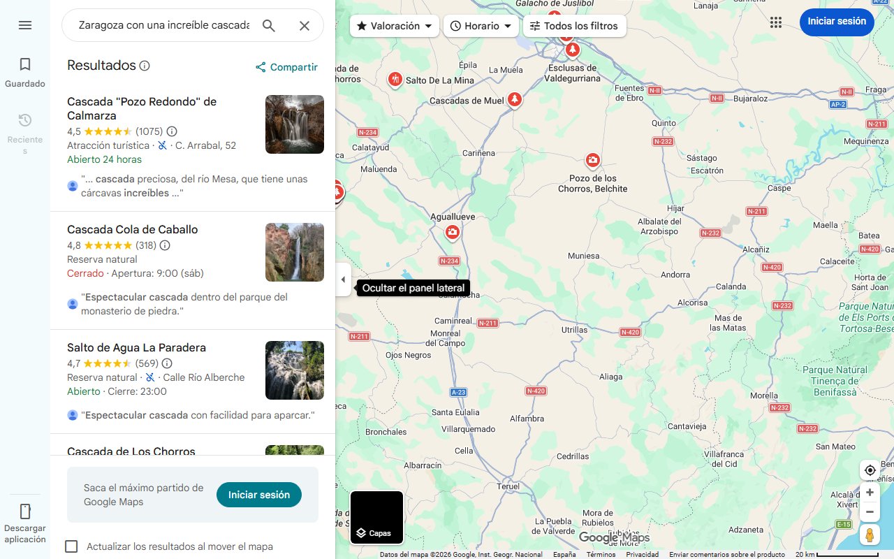 Mapa de El pueblo de Zaragoza con una increíble cascada: entre los mejores para ver el eclipse solar de 2026