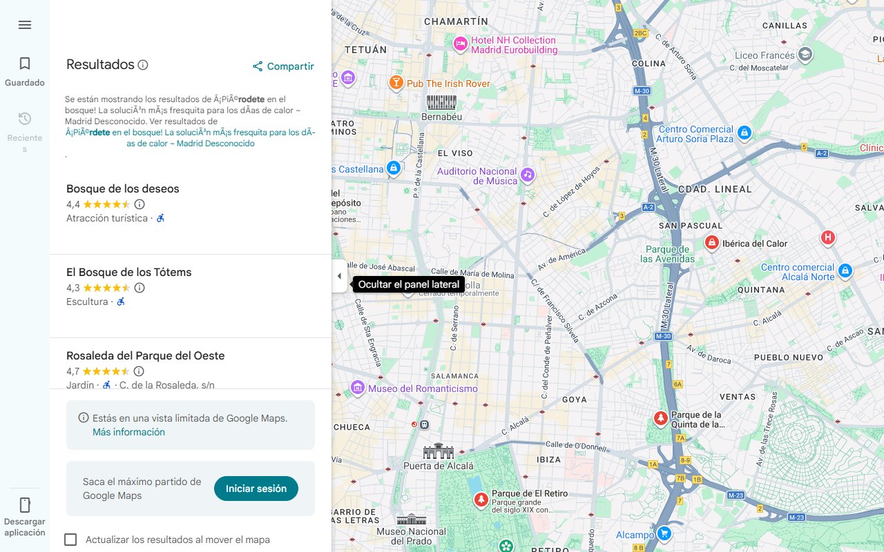 Mapa de ¡Piérdete en el bosque! La solución más fresquita para los días de calor ~ Madrid Desconocido